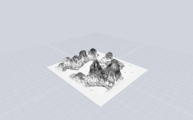 Mountain And River Scroll Black And White