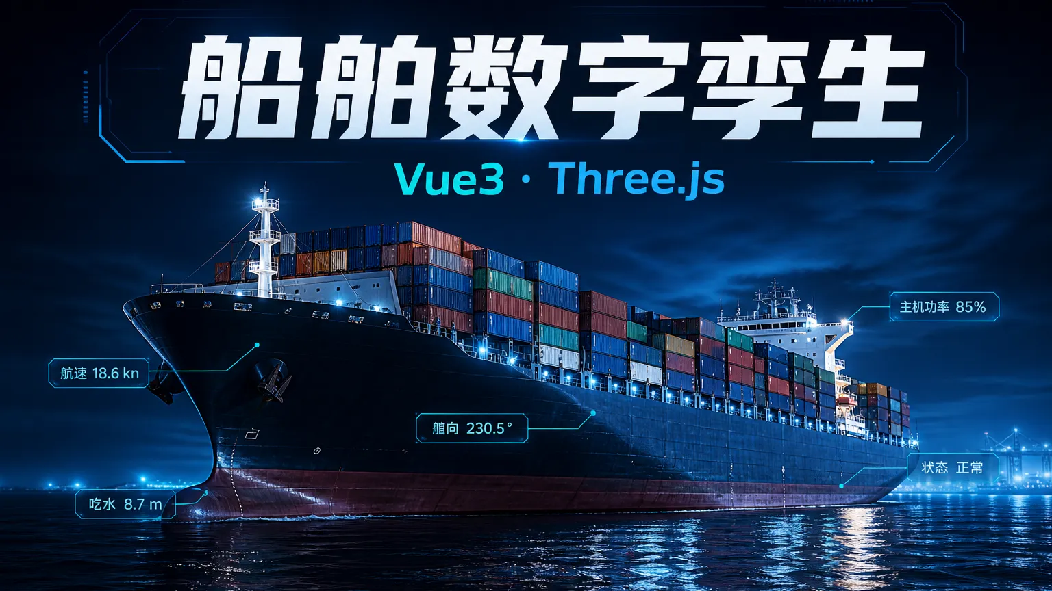 Vue3+Three.js 智慧船舶数字孪生大屏